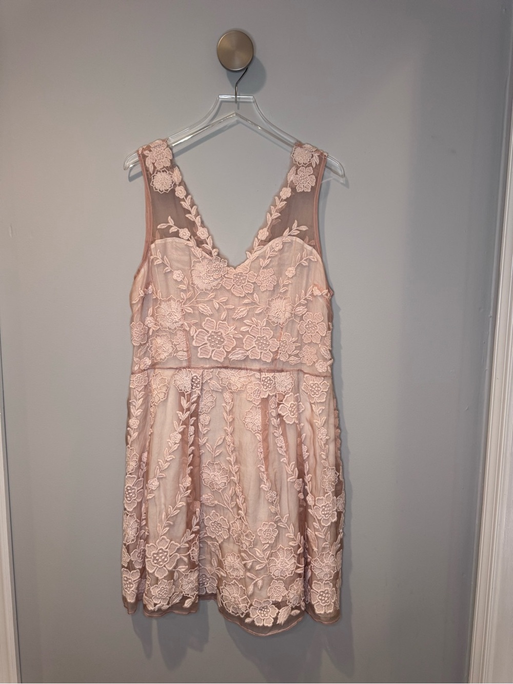 Anthropologie Yoana Baraschi Ersalina Floral Lace Sleeveless Dress in blush